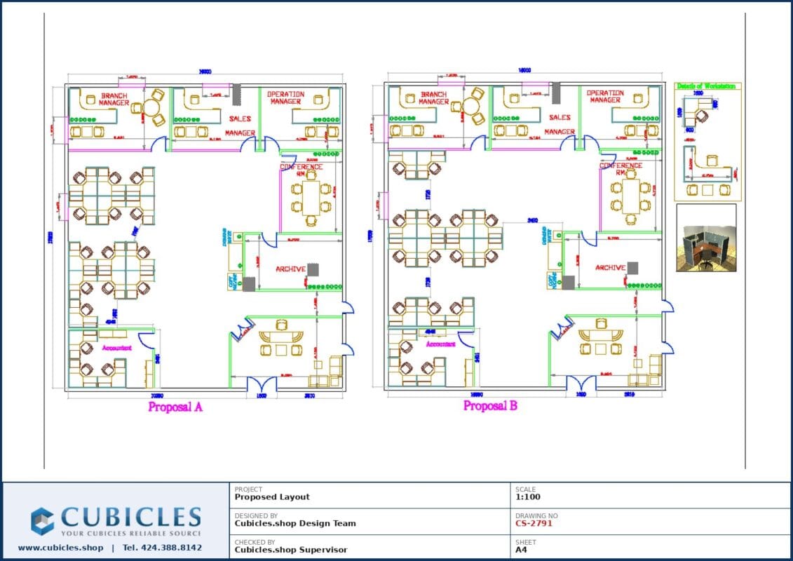 Professional office cubicle layout floor plan CS-2791 by Cubicles.shop