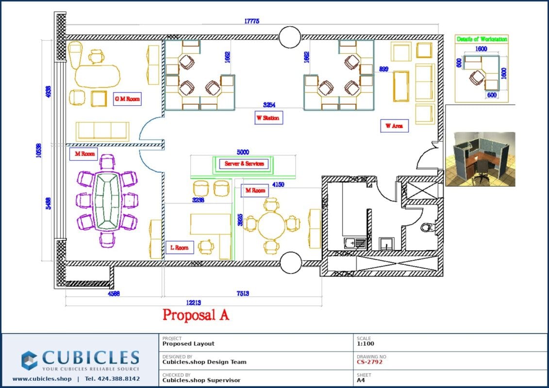 Professional office cubicle layout floor plan CS-2792 by Cubicles.shop