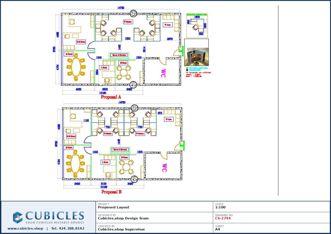 Professional office cubicle layout floor plan CS-2794 by Cubicles.shop