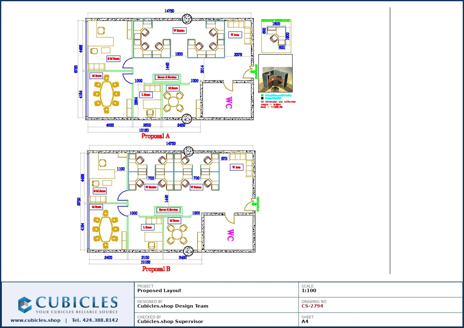 Cubicles-CS-2794 Professional office cubicle layout floor plan CS-2794 by Cubicles.shop