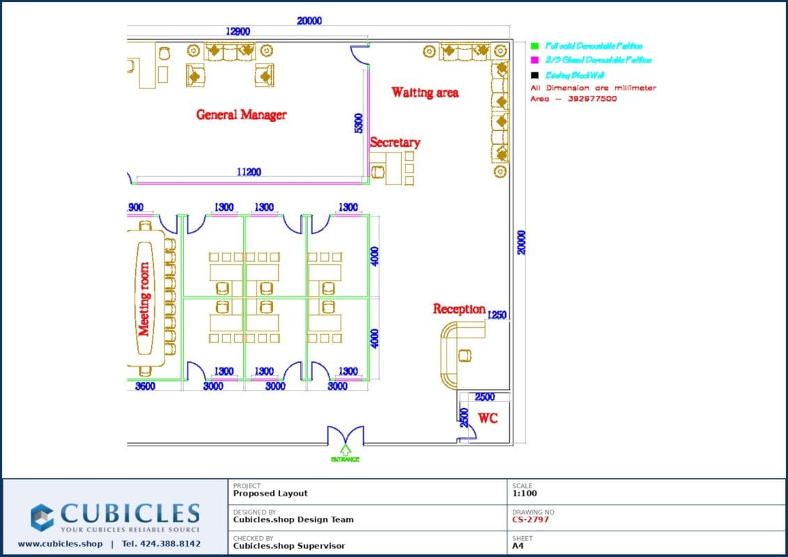 Professional office cubicle layout floor plan CS-2797 by Cubicles.shop