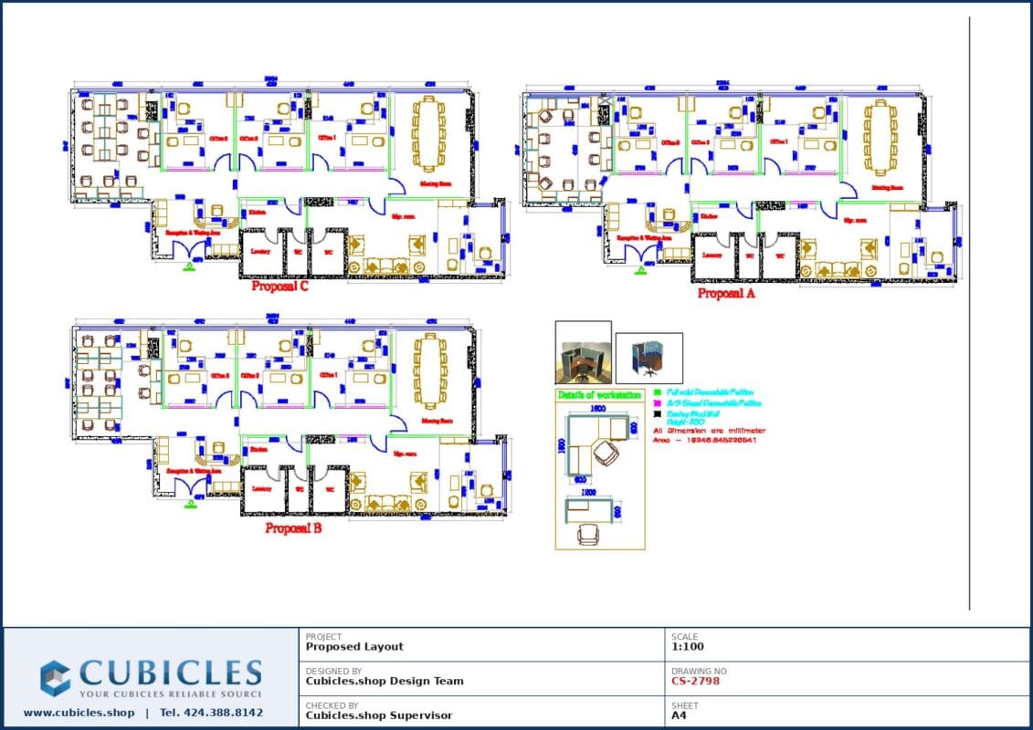 Professional office cubicle layout floor plan CS-2798 by Cubicles.shop