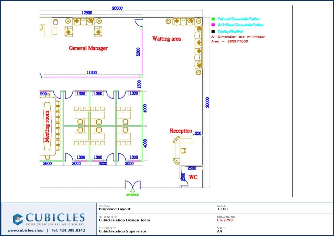 Professional office cubicle layout floor plan CS-2799 by Cubicles.shop