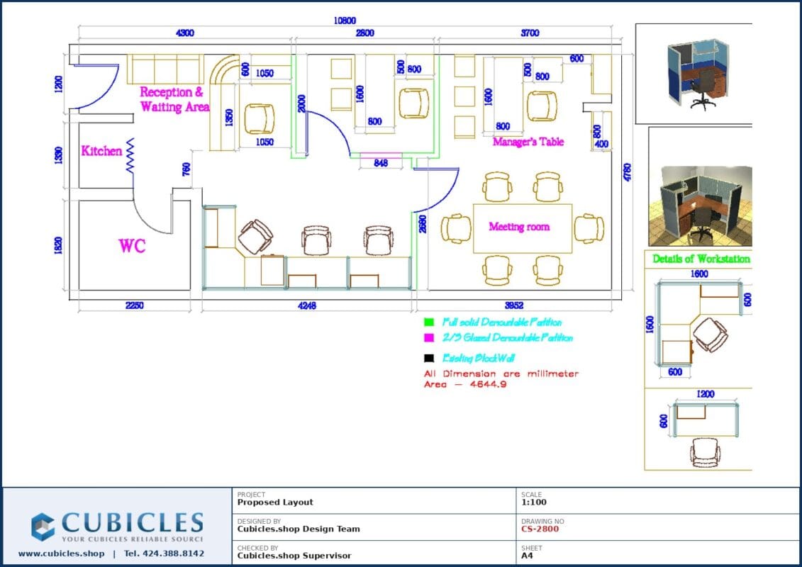 Professional office cubicle layout floor plan CS-2800 by Cubicles.shop