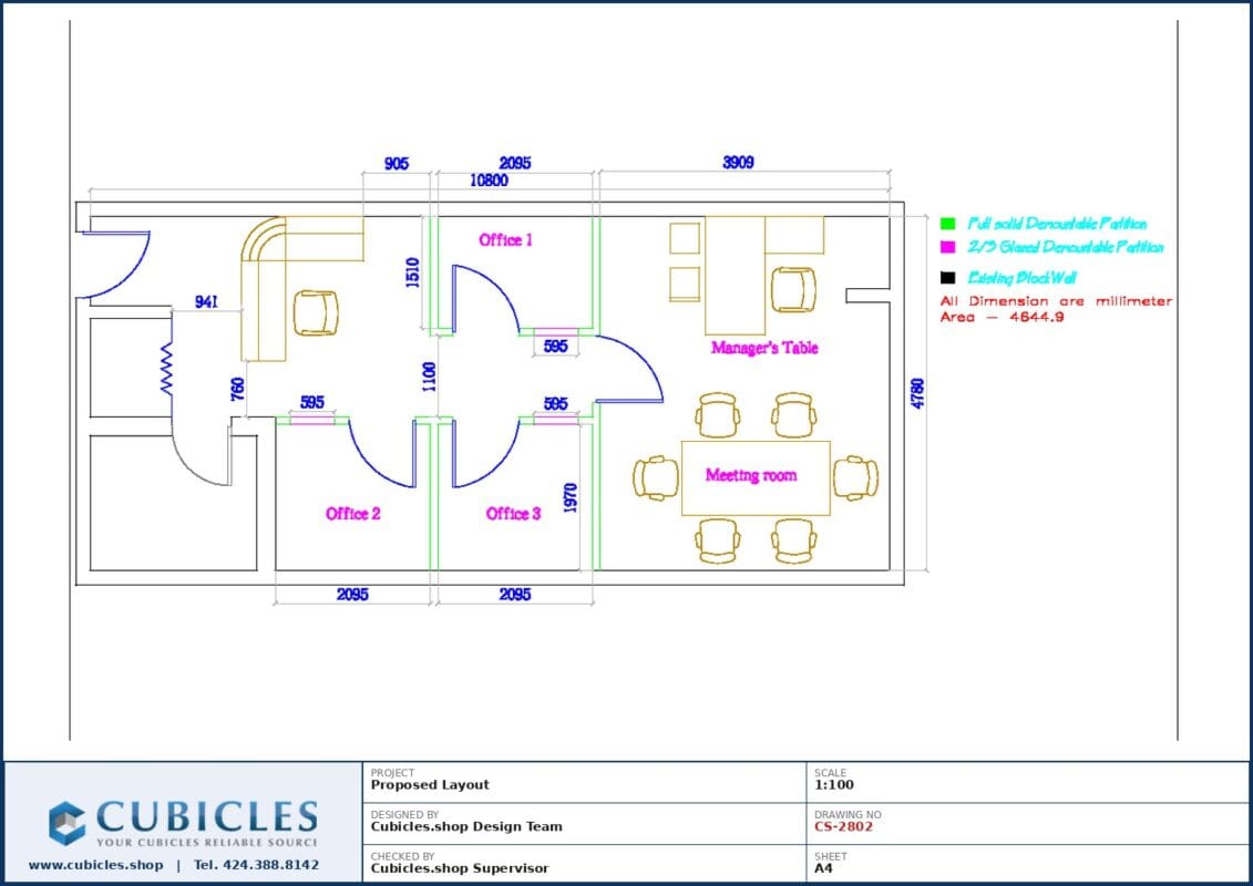 Professional office cubicle layout floor plan CS-2802 by Cubicles.shop