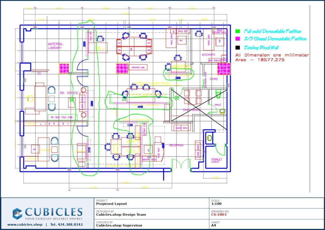 Professional office cubicle layout floor plan CS-2803 by Cubicles.shop