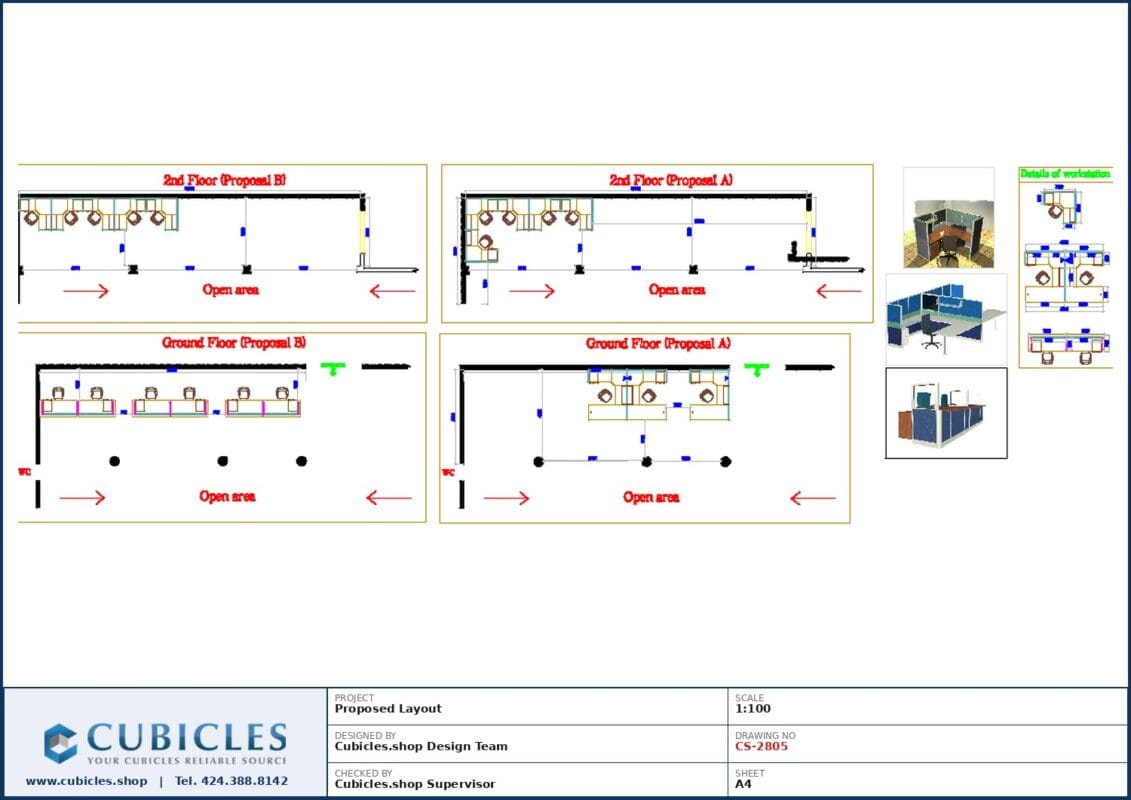 Professional office cubicle layout floor plan CS-2805 by Cubicles.shop