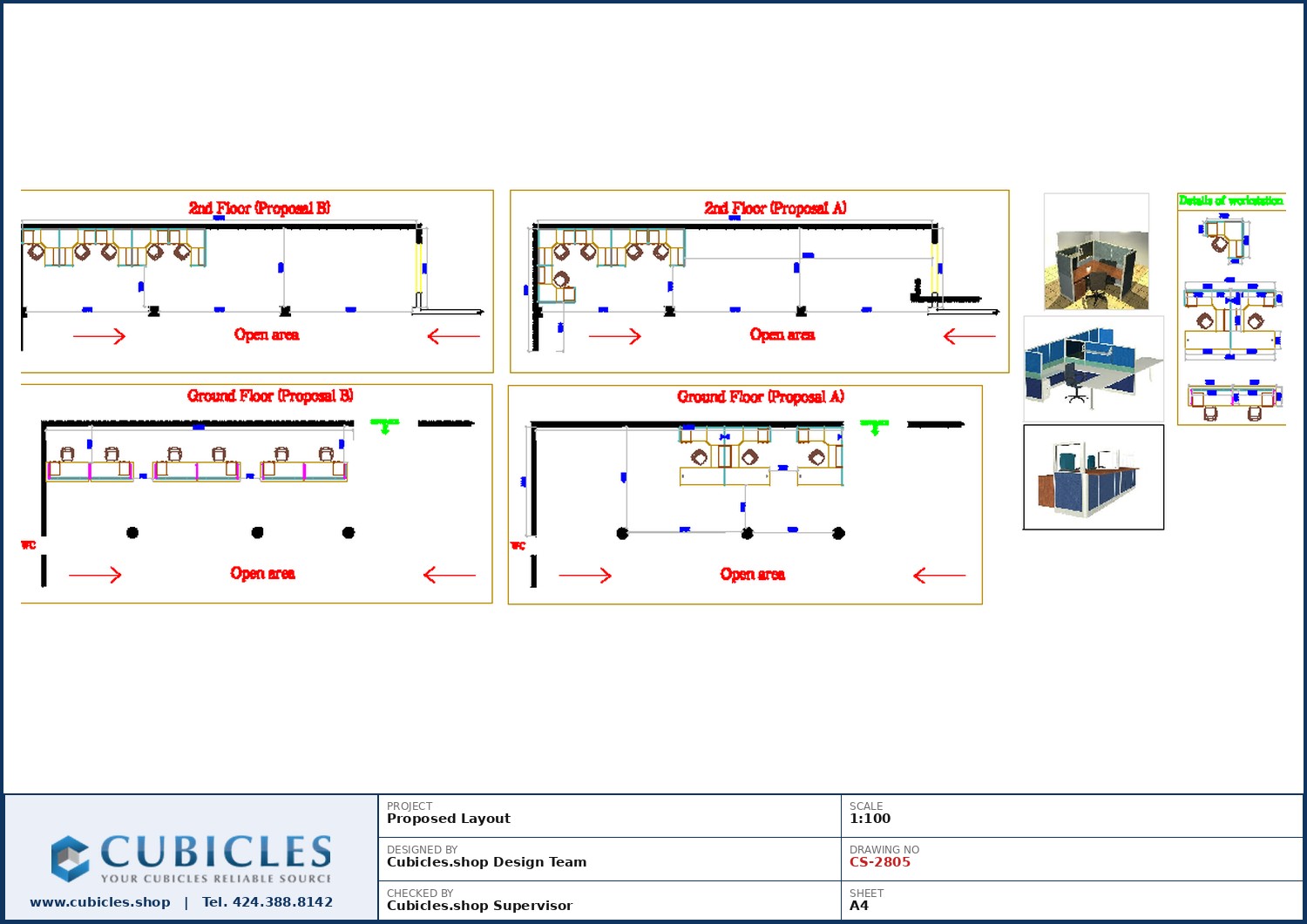 Cubicles-CS-2805 Professional office cubicle layout floor plan CS-2805 by Cubicles.shop