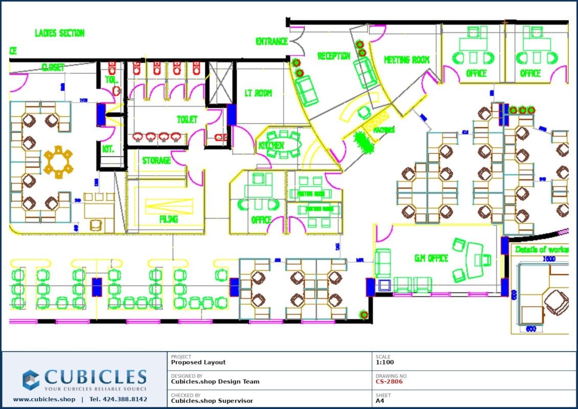 Professional office cubicle layout floor plan CS-2806 by Cubicles.shop
