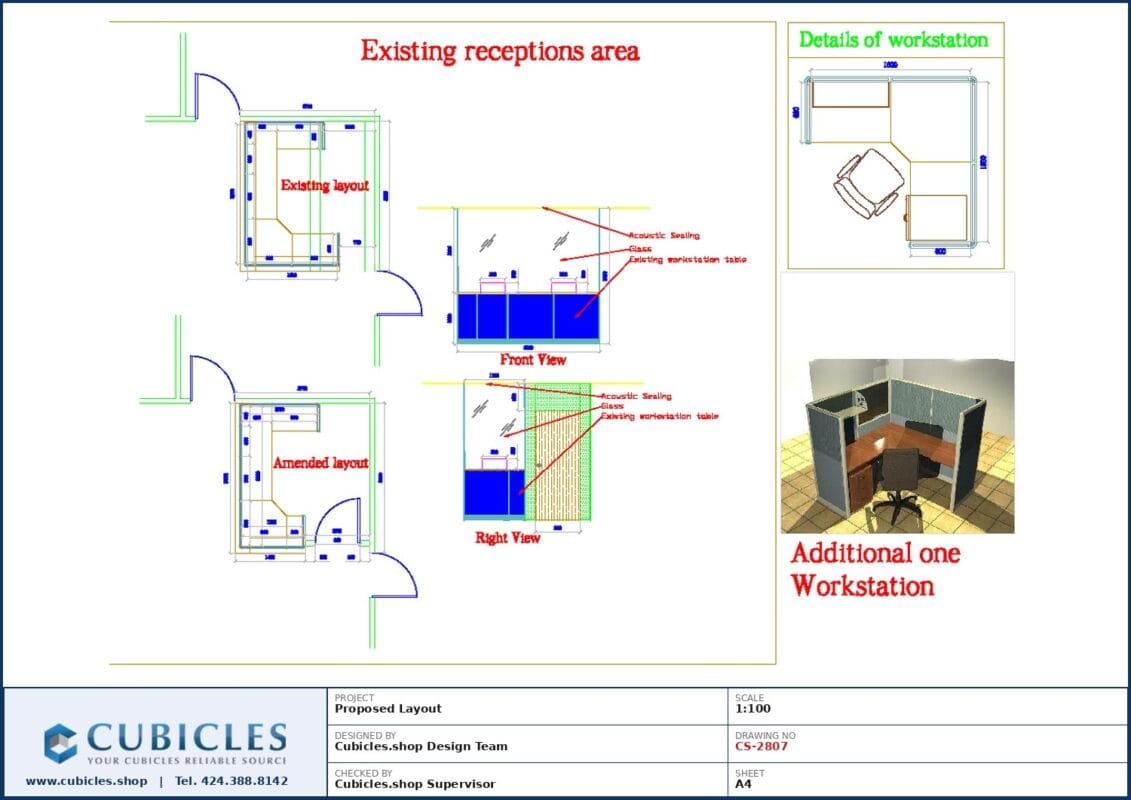 Professional office cubicle layout floor plan CS-2807 by Cubicles.shop