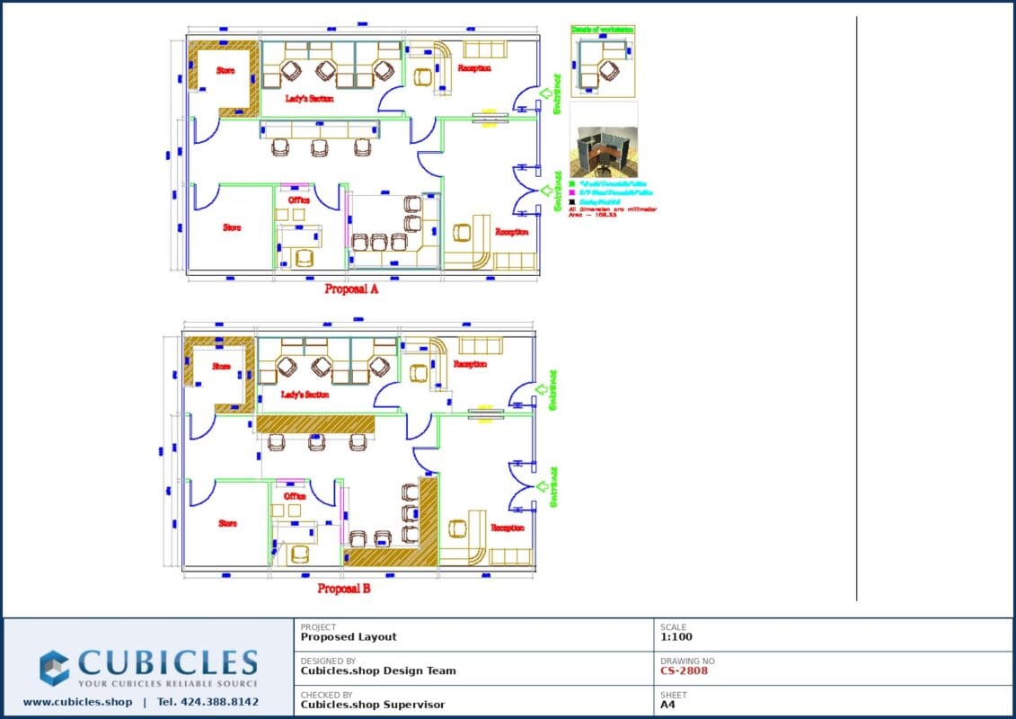 Professional office cubicle layout floor plan CS-2808 by Cubicles.shop