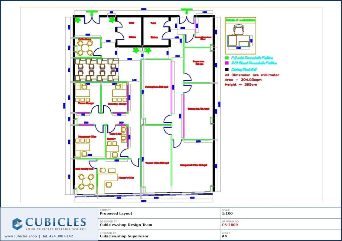 Professional office cubicle layout floor plan CS-2809 by Cubicles.shop