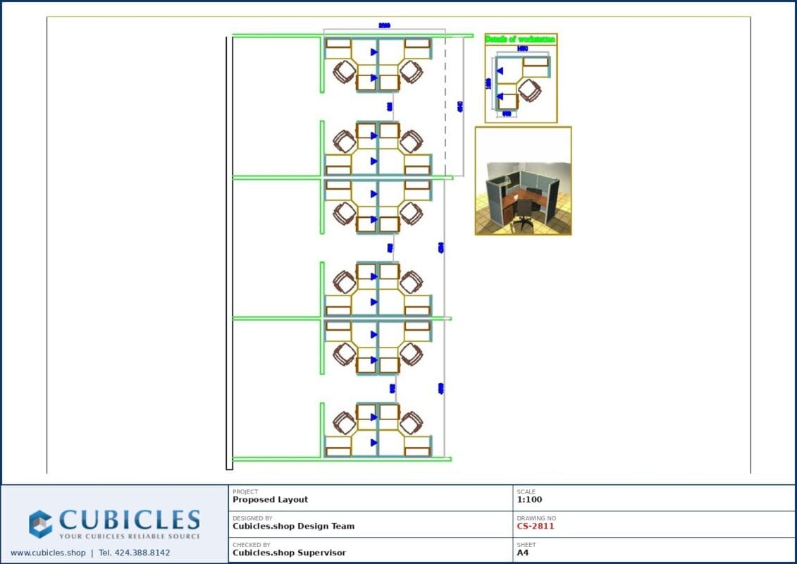 Professional office cubicle layout floor plan CS-2811 by Cubicles.shop