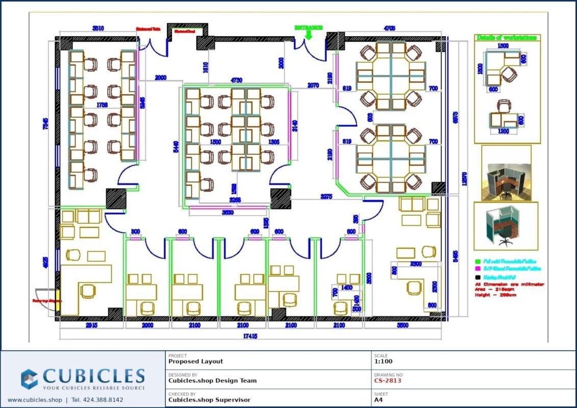 Professional office cubicle layout floor plan CS-2813 by Cubicles.shop