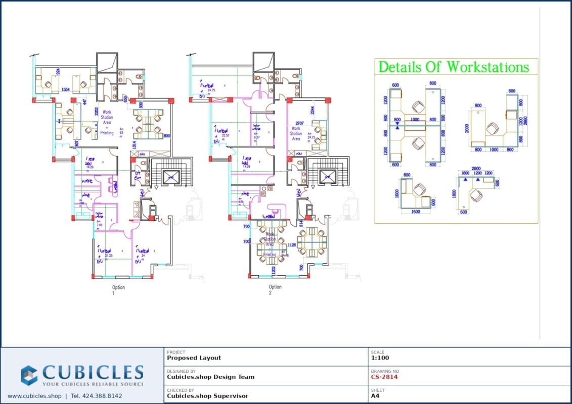 Professional office cubicle layout floor plan CS-2814 by Cubicles.shop