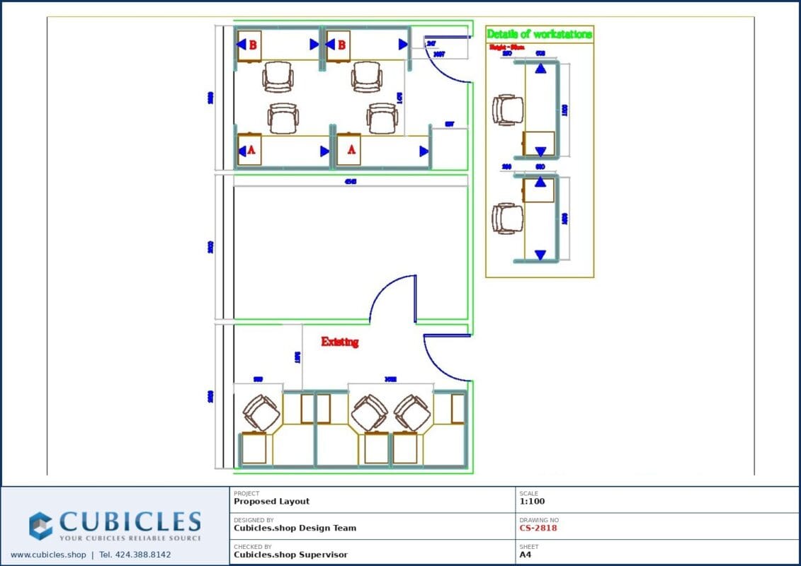 Professional office cubicle layout floor plan CS-2818 by Cubicles.shop
