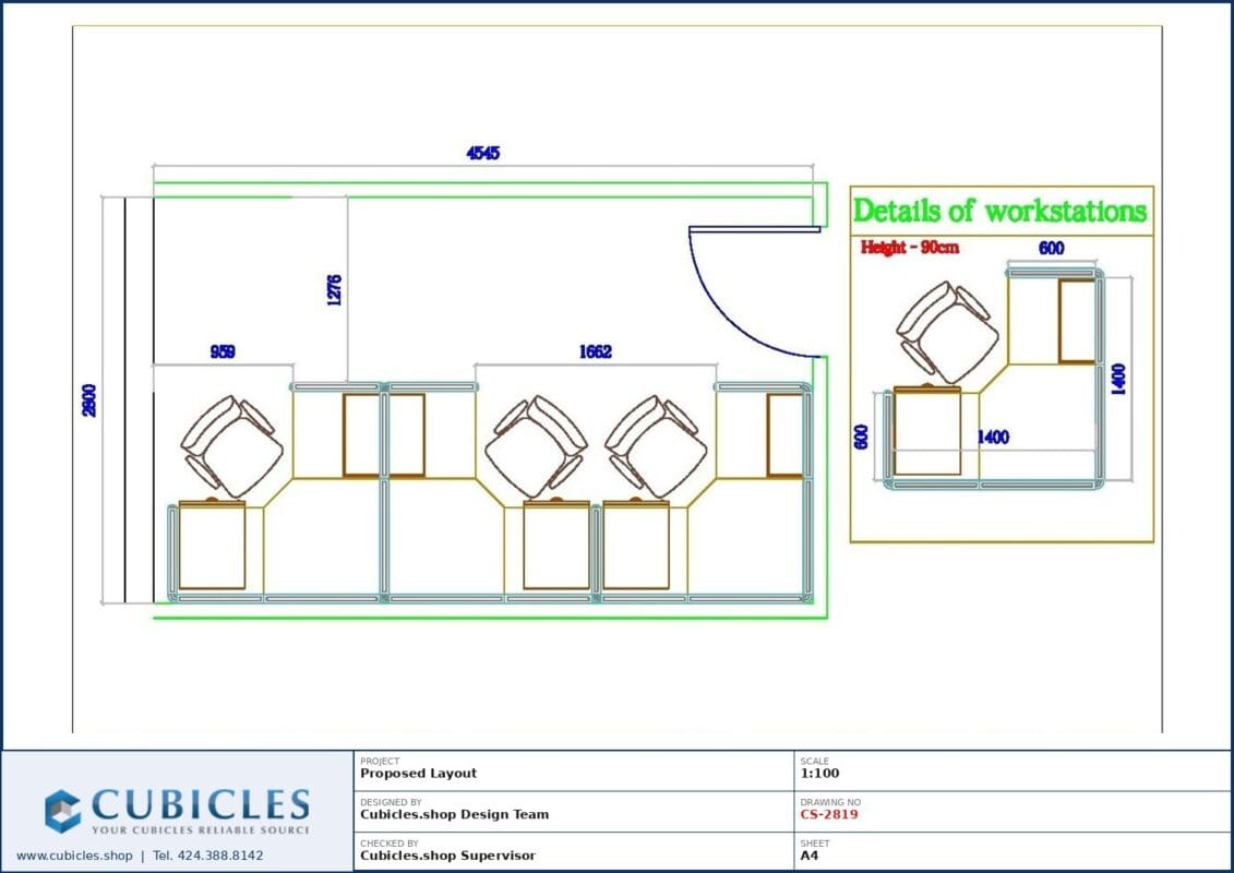 Professional office cubicle layout floor plan CS-2819 by Cubicles.shop
