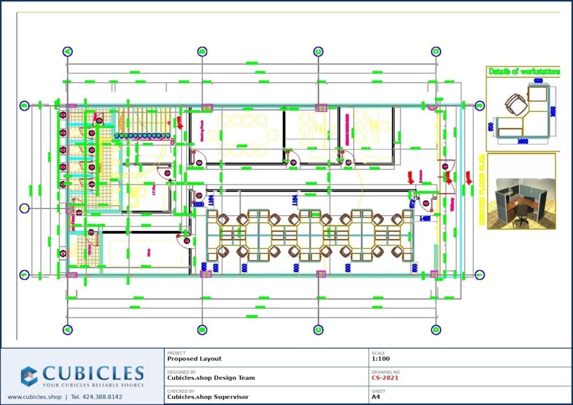 Professional office cubicle layout floor plan CS-2821 by Cubicles.shop