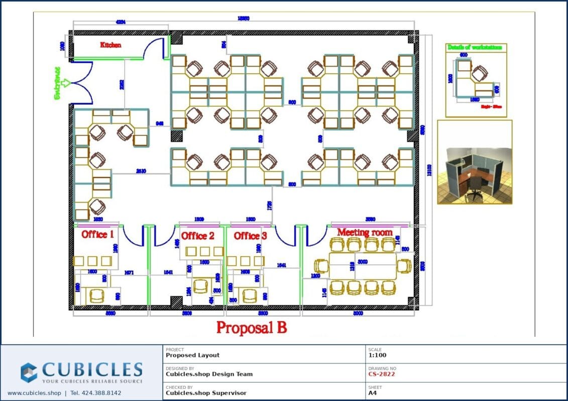 Professional office cubicle layout floor plan CS-2822 by Cubicles.shop