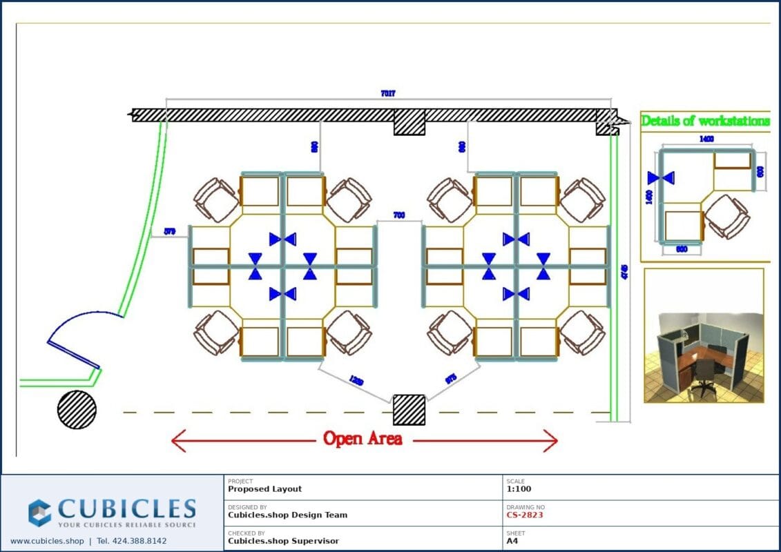Professional office cubicle layout floor plan CS-2823 by Cubicles.shop