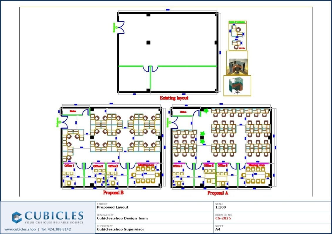 Professional office cubicle layout floor plan CS-2825 by Cubicles.shop