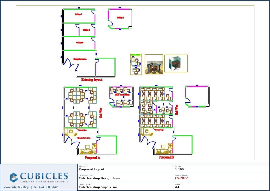 Professional office cubicle layout floor plan CS-2827 by Cubicles.shop