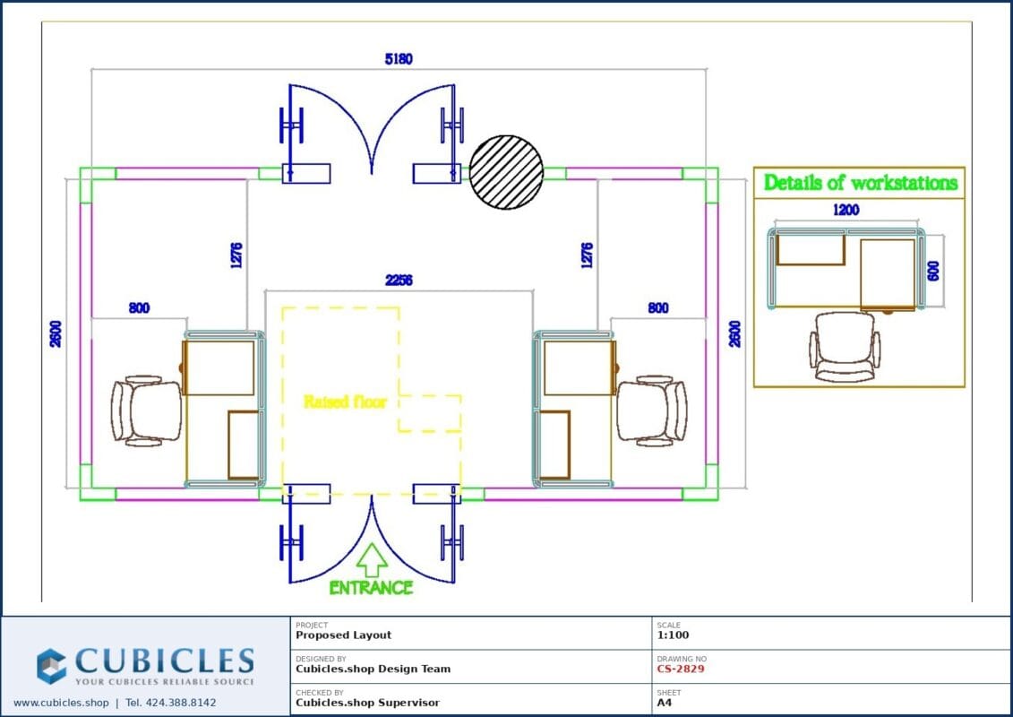 Professional office cubicle layout floor plan CS-2829 by Cubicles.shop