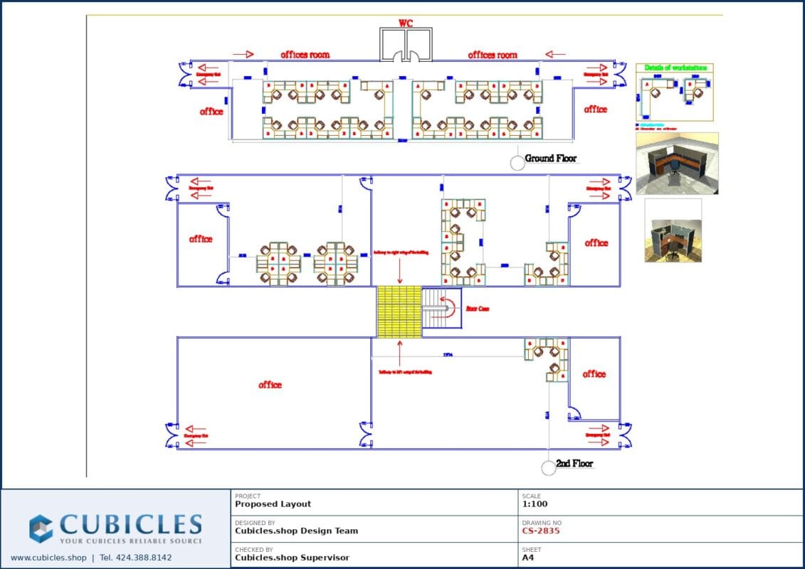 Professional office cubicle layout floor plan CS-2835 by Cubicles.shop