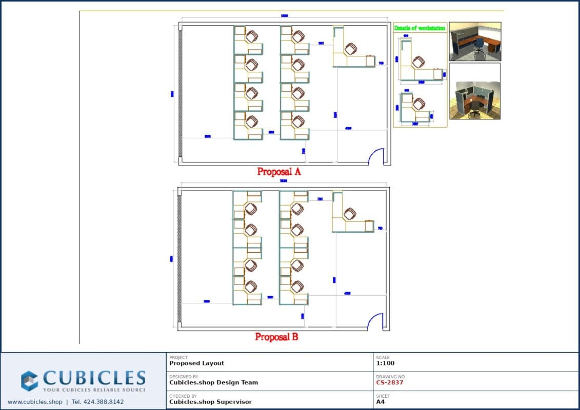 Professional office cubicle layout floor plan CS-2837 by Cubicles.shop