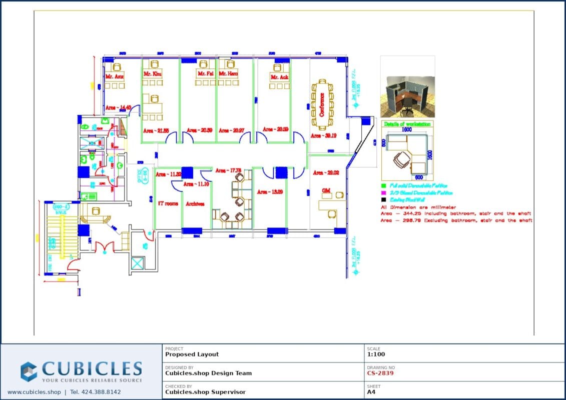Professional office cubicle layout floor plan CS-2839 by Cubicles.shop