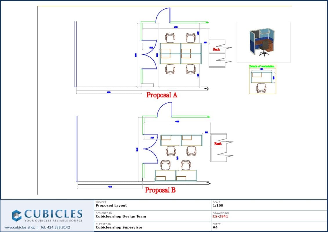 Professional office cubicle layout floor plan CS-2841 by Cubicles.shop