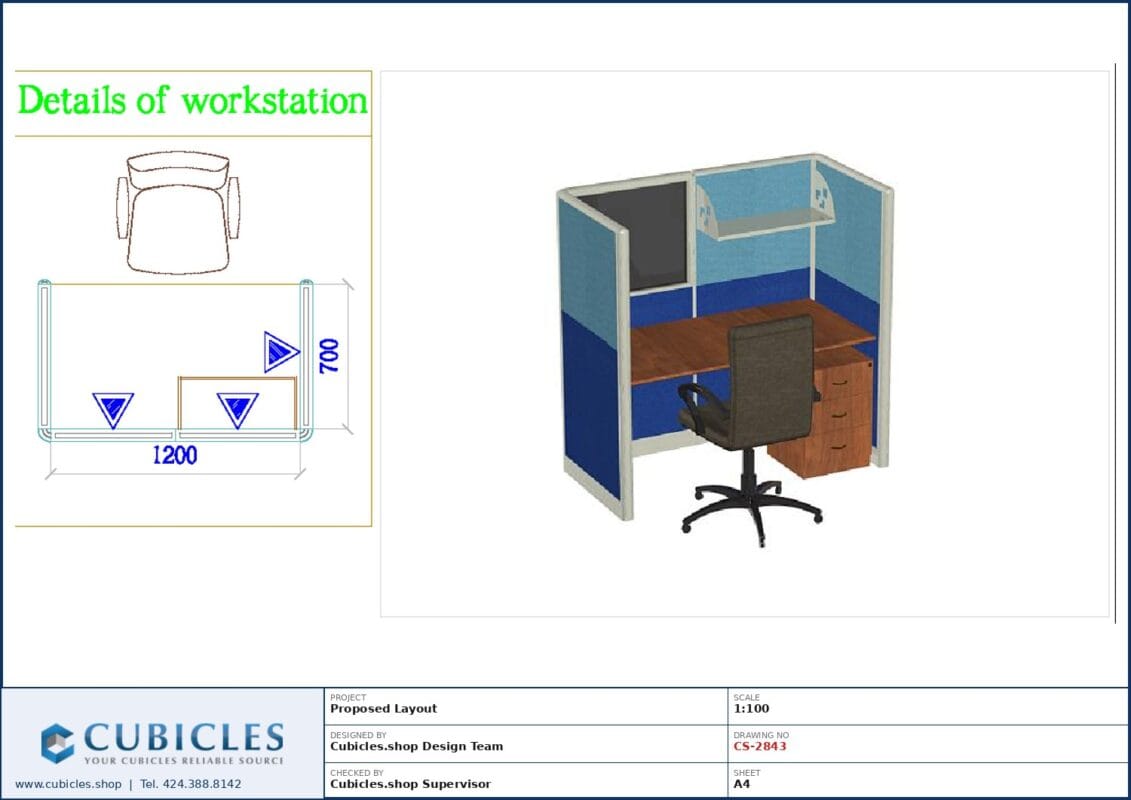 Professional office cubicle layout floor plan CS-2843 by Cubicles.shop
