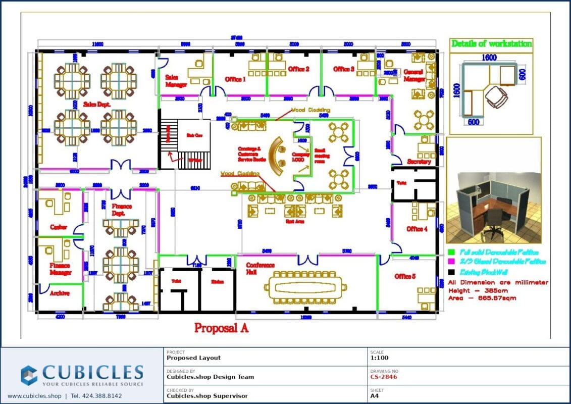 Professional office cubicle layout floor plan CS-2846 by Cubicles.shop