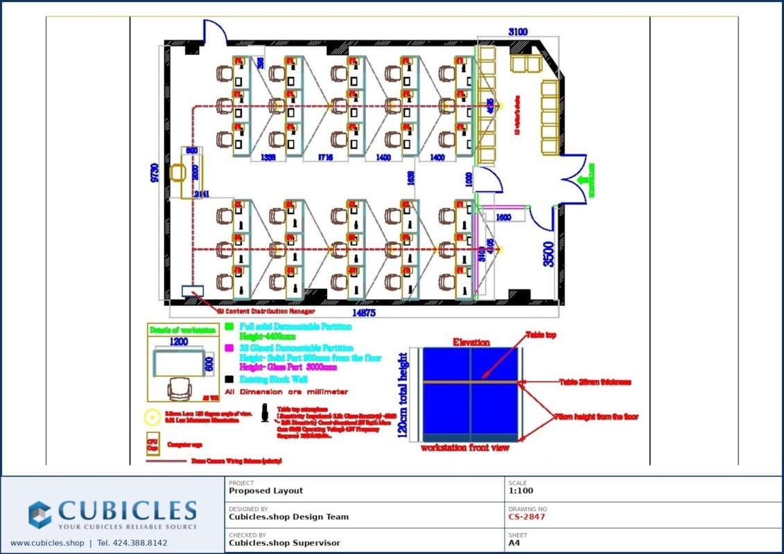 Professional office cubicle layout floor plan CS-2847 by Cubicles.shop