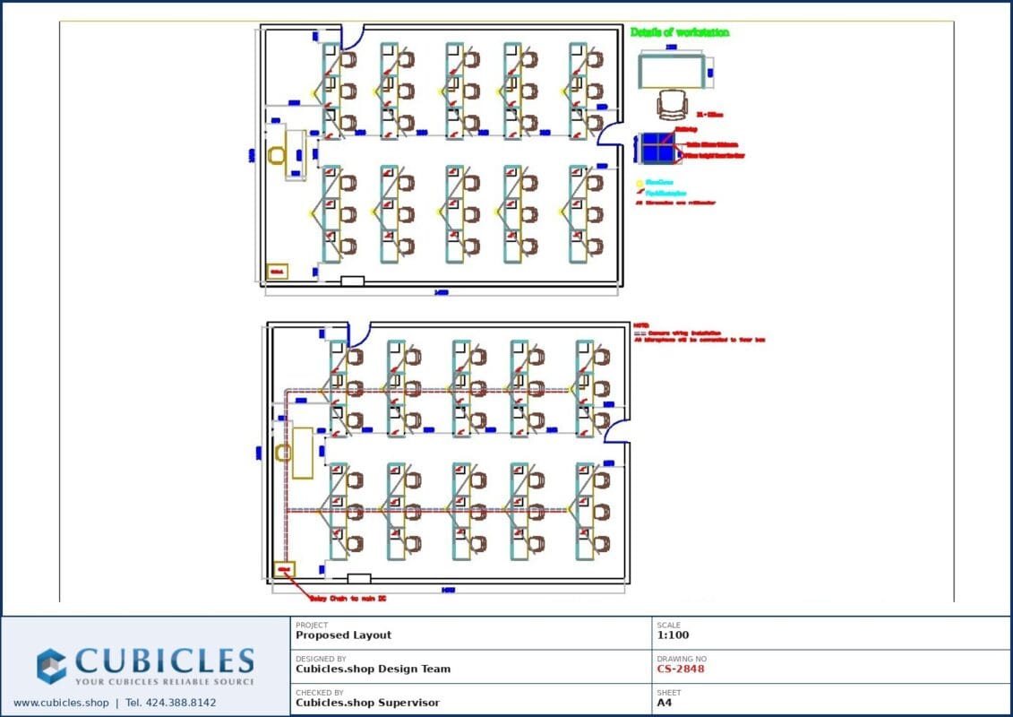 Professional office cubicle layout floor plan CS-2848 by Cubicles.shop