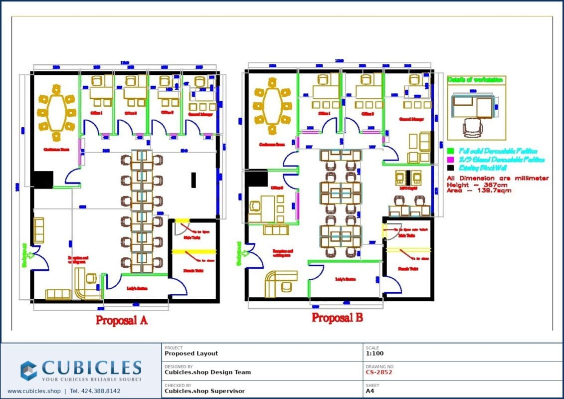 Professional office cubicle layout floor plan CS-2852 by Cubicles.shop