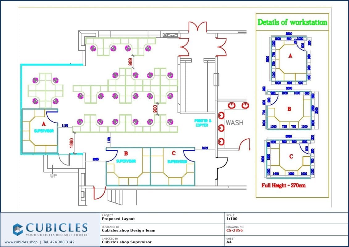 Professional office cubicle layout floor plan CS-2856 by Cubicles.shop