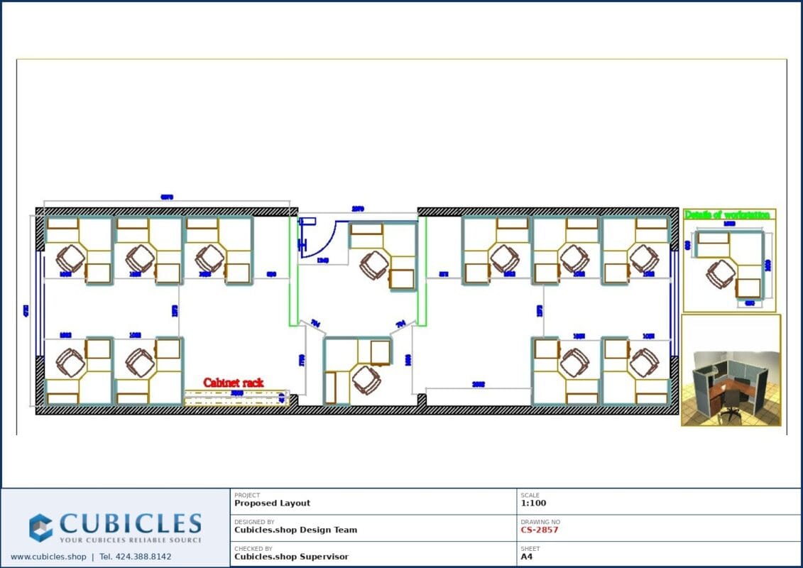 Professional office cubicle layout floor plan CS-2857 by Cubicles.shop