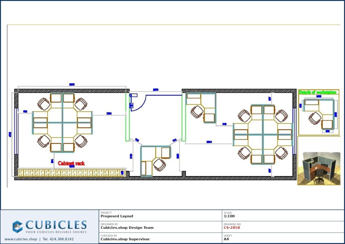 Professional office cubicle layout floor plan CS-2858 by Cubicles.shop