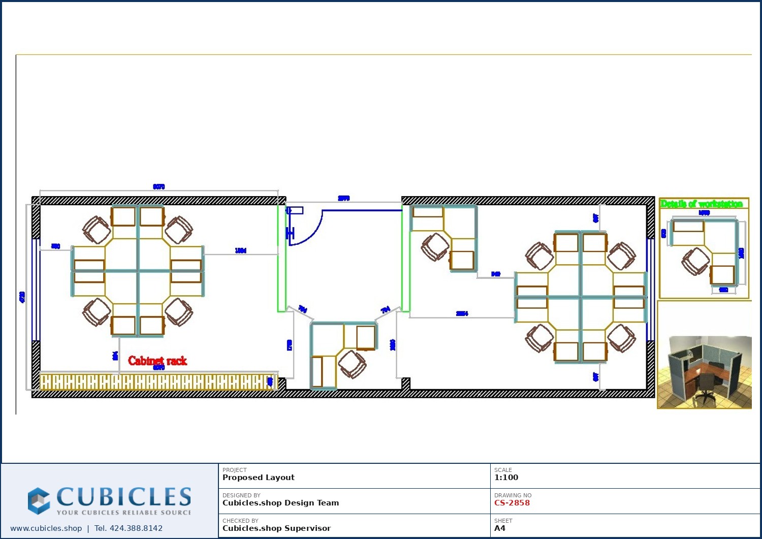 Cubicles-CS-2858 Professional office cubicle layout floor plan CS-2858 by Cubicles.shop