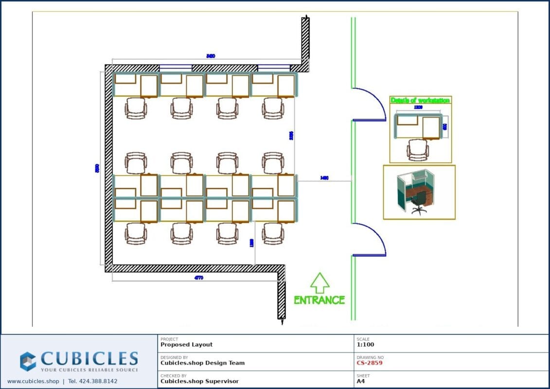 Professional office cubicle layout floor plan CS-2859 by Cubicles.shop