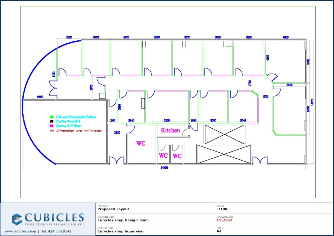 Professional office cubicle layout floor plan CS-2862 by Cubicles.shop