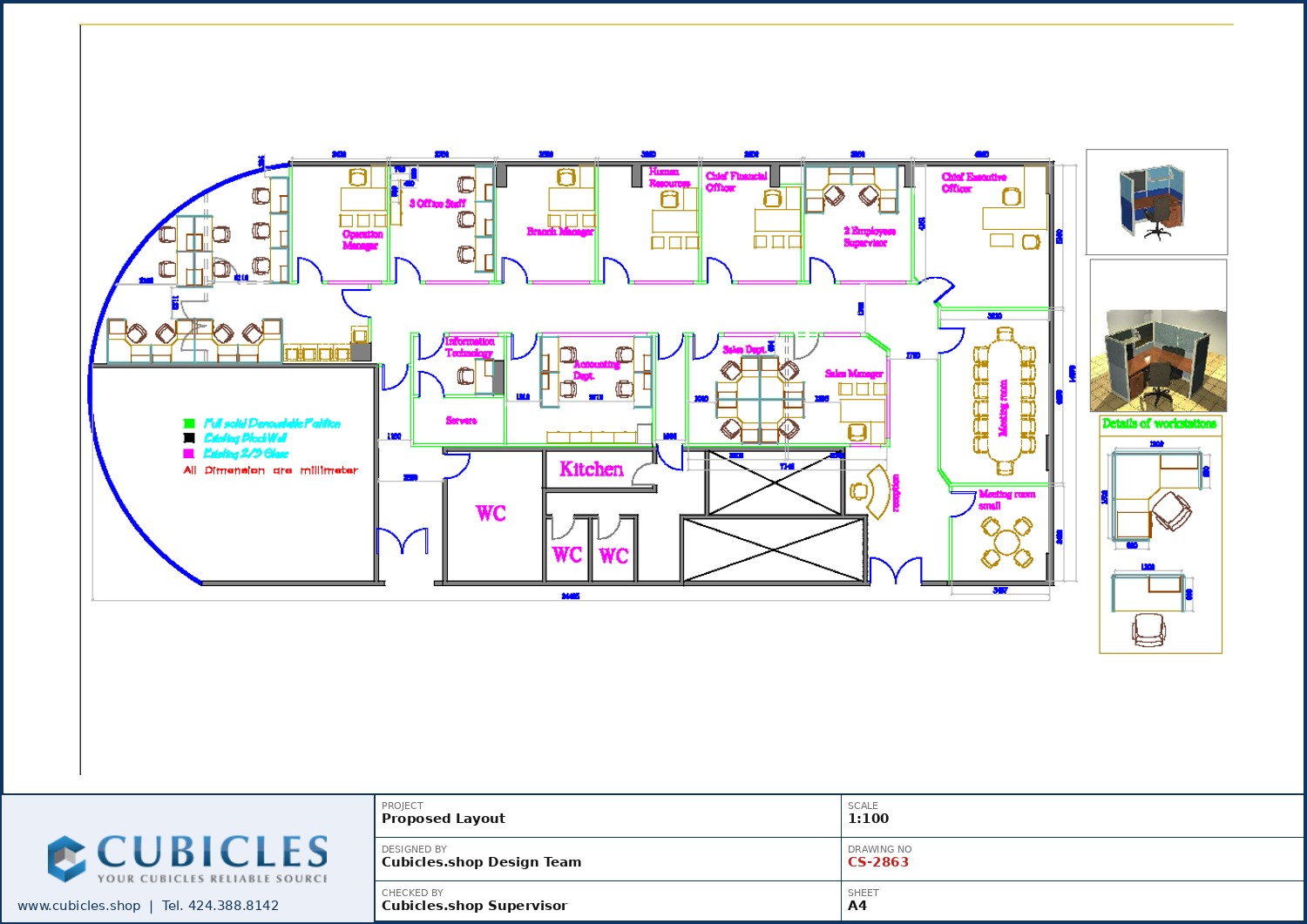 Cubicles-CS-2863 Professional office cubicle layout floor plan CS-2863 by Cubicles.shop