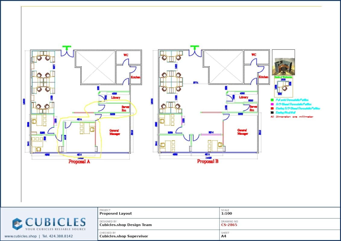 Professional office cubicle layout floor plan CS-2865 by Cubicles.shop