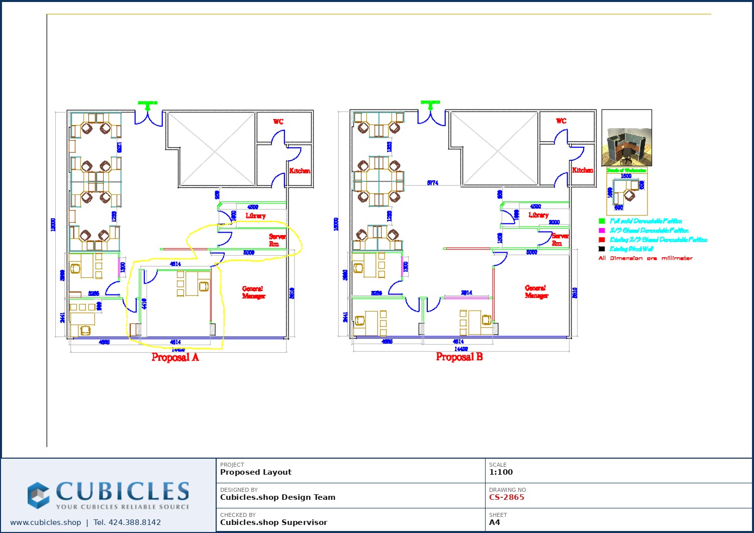 Cubicles-CS-2865 Professional office cubicle layout floor plan CS-2865 by Cubicles.shop