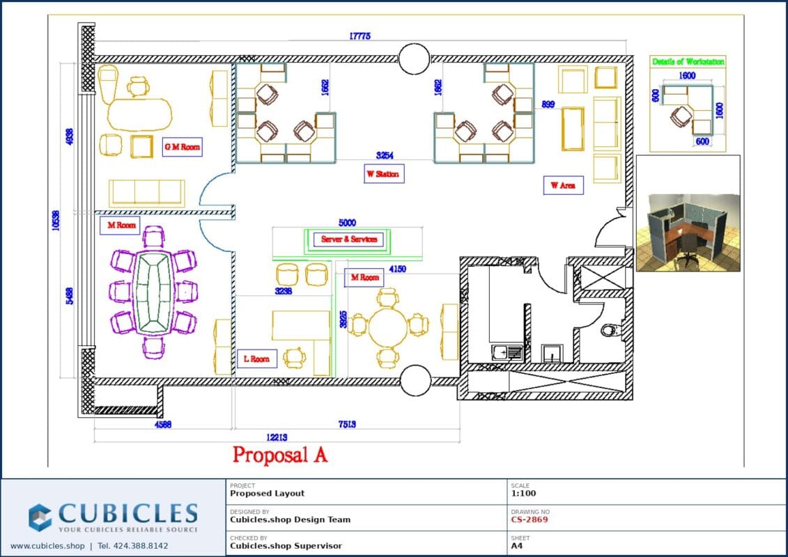 Professional office cubicle layout floor plan CS-2869 by Cubicles.shop