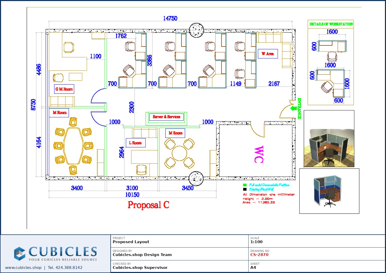 Cubicles-CS-2870 Professional office cubicle layout floor plan CS-2870 by Cubicles.shop