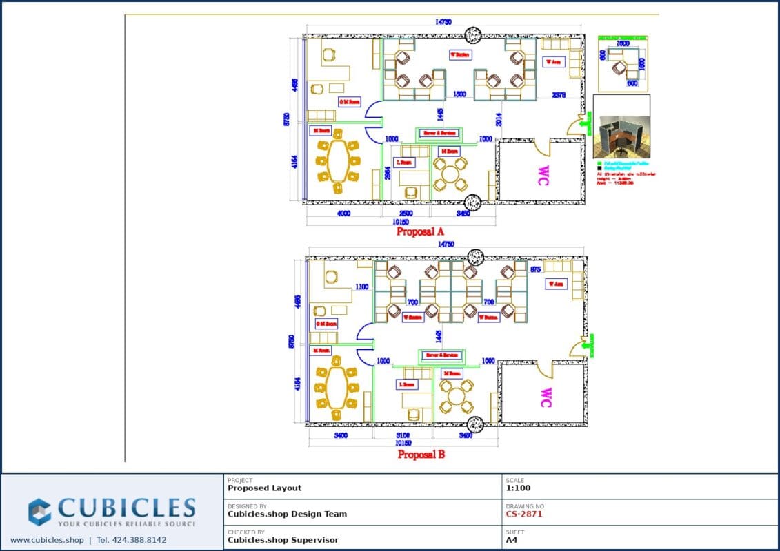 Professional office cubicle layout floor plan CS-2871 by Cubicles.shop