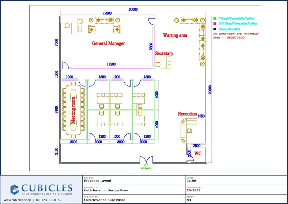 Professional office cubicle layout floor plan CS-2873 by Cubicles.shop