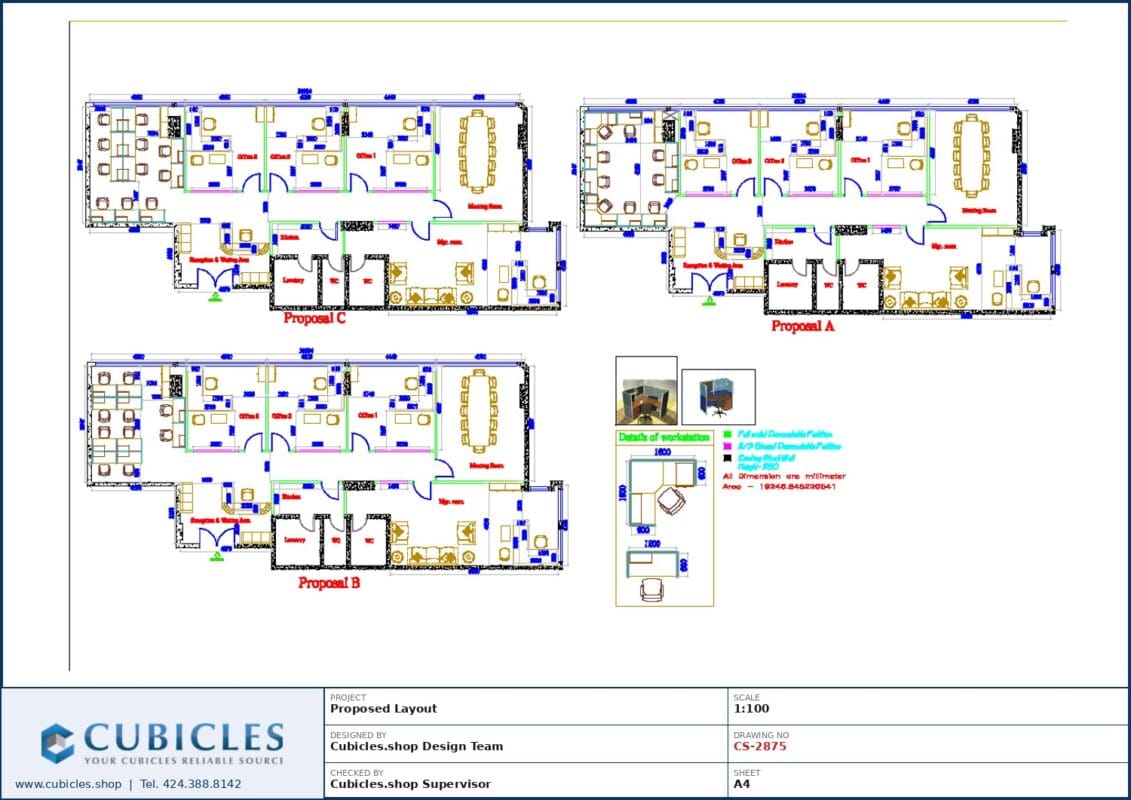 Professional office cubicle layout floor plan CS-2875 by Cubicles.shop